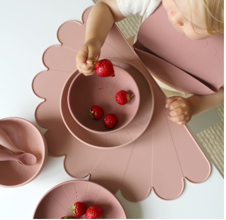 assiette fleurs rose